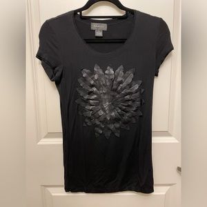 Gracia Leather Flower T Shirt